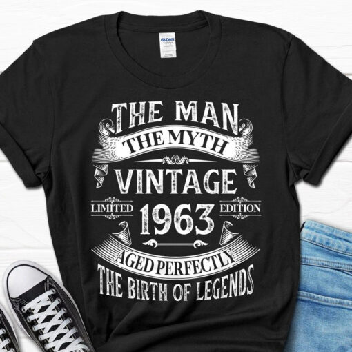 The Man the Myth Gift, Vintage 1963 Birthday Men’s Shirt, 60th Birthday Gift for Him