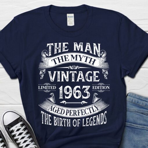 The Man the Myth Gift, Vintage 1963 Birthday Men’s Shirt, 60th Birthday Gift for Him