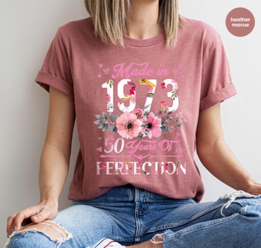 50th Birthday Party Shirts, 50th Birthday Gift for Her, Floral Birthday Shirt