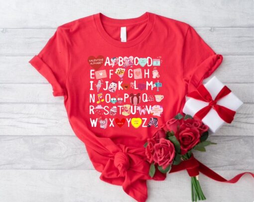 Valentine Alphabet I love you Valentine Day T-Shirt