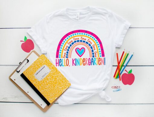 Hello Kindergarten Shirts,Teach Love Inspire Shirt,Back To School Shirt