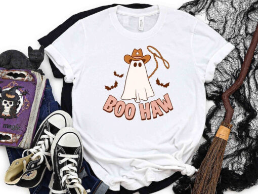 Boo Haw Western Shirt, Ghost Halloween Shirt, Retro Halloween Shirt, cute Fall Shirt, Fall Graphic Tee, Women Fall Shirt