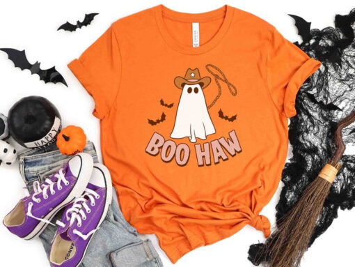 Boo Haw Western Shirt, Ghost Halloween Shirt, Retro Halloween Shirt, cute Fall Shirt, Fall Graphic Tee, Women Fall Shirt