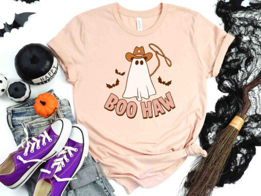 Boo Haw Western Shirt, Ghost Halloween Shirt, Retro Halloween Shirt, cute Fall Shirt, Fall Graphic Tee, Women Fall Shirt