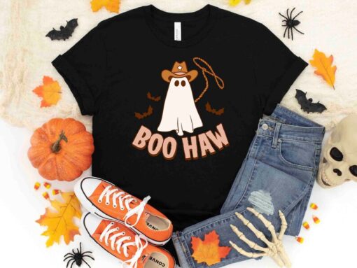 Boo Haw Western Shirt, Ghost Halloween Shirt, Retro Halloween Shirt, cute Fall Shirt, Fall Graphic Tee, Women Fall Shirt