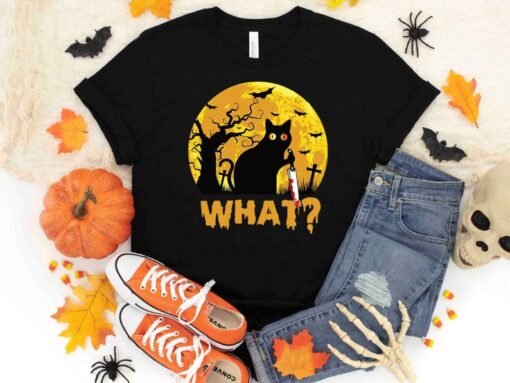 Cat Knife Shirt, Halloween Cat Shirt, Love Black Cat Shirt, Black Cat Halloween Tee