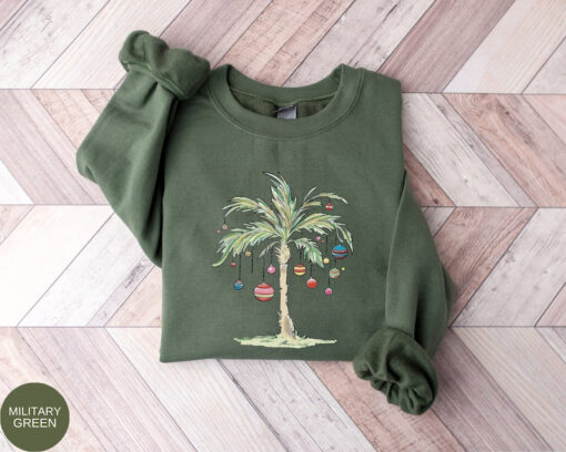 Christmas Palm Tree Sweatshirt Tropical Xmas Gift