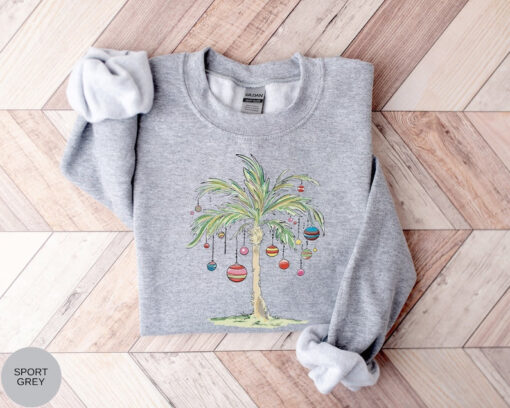 Christmas Palm Tree Sweatshirt Tropical Xmas Gift