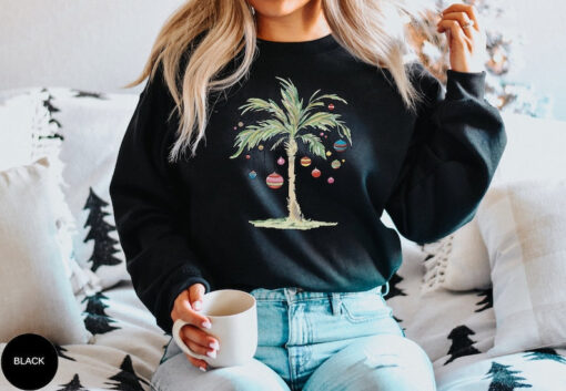 Christmas Palm Tree Sweatshirt Tropical Xmas Gift