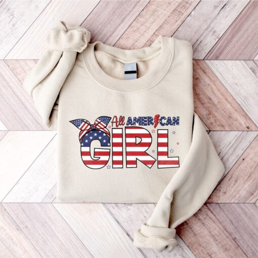 Cute All American Girl Sweatshirt, 4th of July Sweatshirt