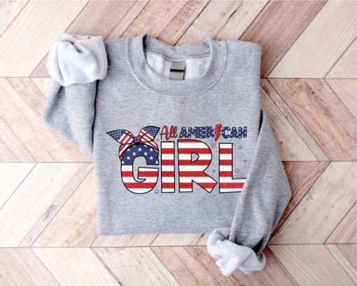 Cute All American Girl Sweatshirt, 4th of July Sweatshirt