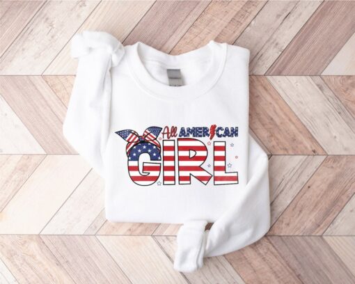 Cute All American Girl Sweatshirt, 4th of July Sweatshirt