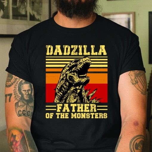 Dadzilla Father of The Monsters Shirt, Retro Men T-shirt for Dad