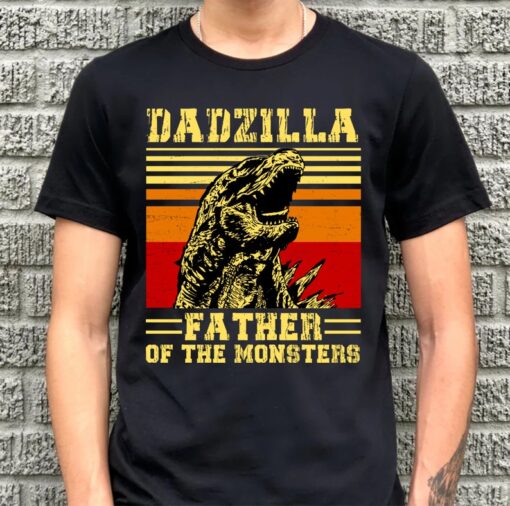 Dadzilla Father of The Monsters Shirt, Retro Men T-shirt for Dad