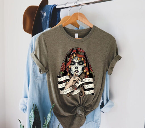 Day of the Dead, Catrina shirt, Sugar skull shirt, Flower skull shirt