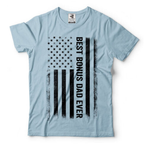 Father Day Gift Tshirt, Step Dad Shirts, Unique Father Gift, Best Bonus Dad Ever American Flag T shirt