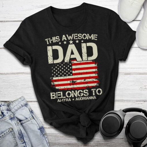 Father's day Shirt, Tshirt Gift for Dad, Personalized Gift for Him Dad Men, This Awesome Grandpa Belongs To Shirt