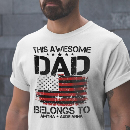 Father's day Shirt, Tshirt Gift for Dad, Personalized Gift for Him Dad Men, This Awesome Grandpa Belongs To Shirt