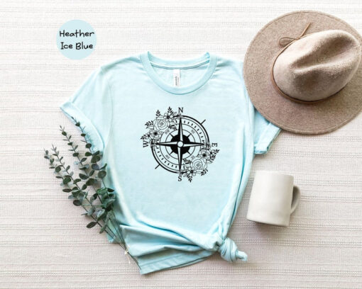 Floral Compass Shirt, Camping T-Shirt, Family Camping Tee, Hiking Shirt