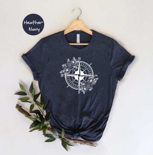 Floral Compass Shirt, Camping T-Shirt, Family Camping Tee, Hiking Shirt