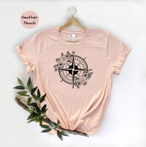 Floral Compass Shirt, Camping T-Shirt, Family Camping Tee, Hiking Shirt