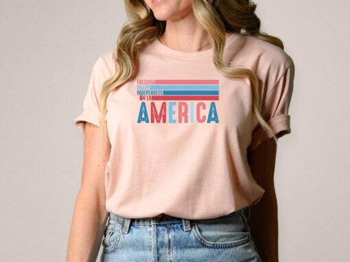 Freedom Brave America Shirt, US Independence Power Shirt, American 4th Of July Shirt, Patriotic Teacher Shirt