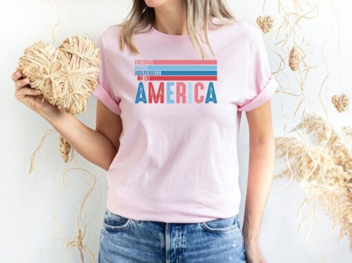 Freedom Brave America Shirt, US Independence Power Shirt, American 4th Of July Shirt, Patriotic Teacher Shirt