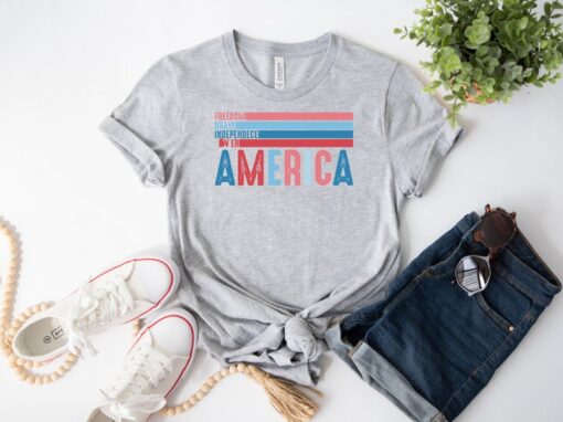 Freedom Brave America Shirt, US Independence Power Shirt, American 4th Of July Shirt, Patriotic Teacher Shirt