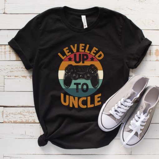 New Uncle Gift, Leveled Up To Uncle Tee, Uncle Announcement Reveal to Uncle T-Shirt