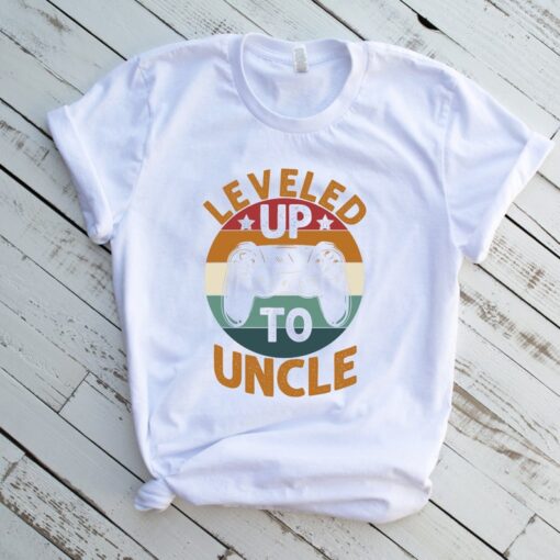 New Uncle Gift, Leveled Up To Uncle Tee, Uncle Announcement Reveal to Uncle T-Shirt