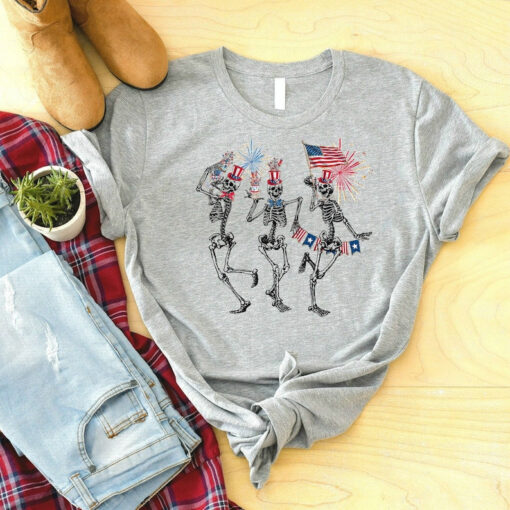 Fourth Of July Shirt, 4th of July Skeleton Dancing Shirt, Funny 4th of July Shirt