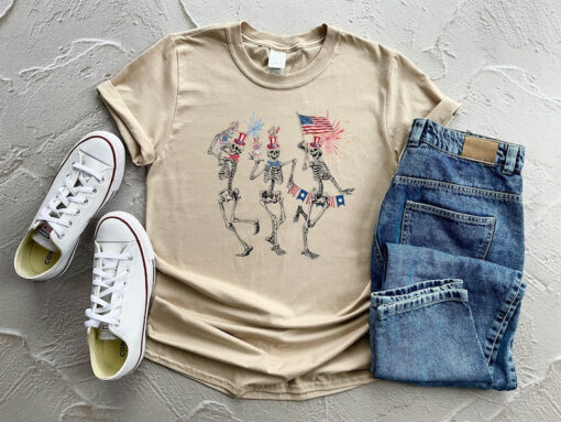 Fourth Of July Shirt, 4th of July Skeleton Dancing Shirt, Funny 4th of July Shirt