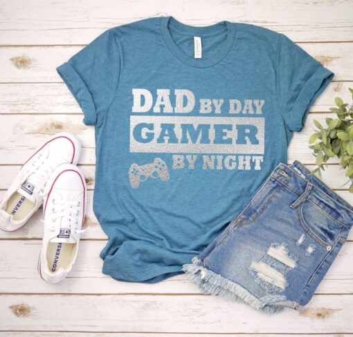 Gamer Dad Shirt, Video Gamer Shirt, Funny Dad T Shirt, Fathers Day Shirt, Dad By Day Gamer By Night Shirt