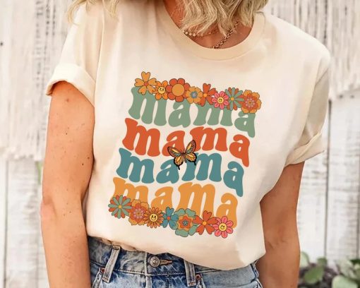 Retro Floral Mama Shirt, Groovy Mom Shirt, Mother's Day T-Shirt