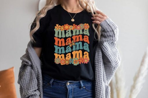 Retro Floral Mama Shirt, Groovy Mom Shirt, Mother's Day T-Shirt