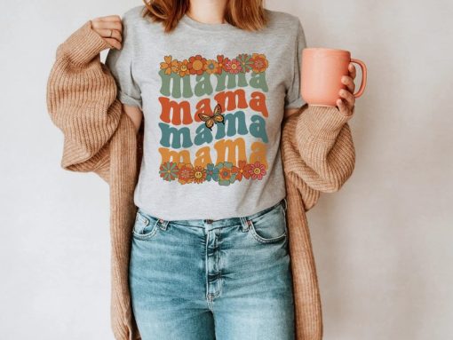 Retro Floral Mama Shirt, Groovy Mom Shirt, Mother's Day T-Shirt