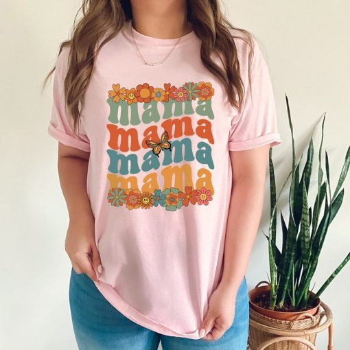 Retro Floral Mama Shirt, Groovy Mom Shirt, Mother's Day T-Shirt