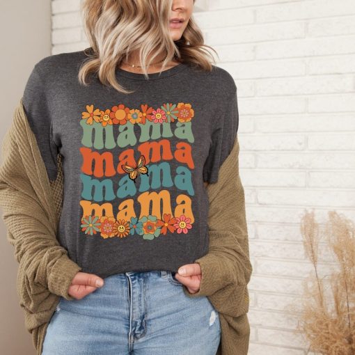 Retro Floral Mama Shirt, Groovy Mom Shirt, Mother's Day T-Shirt