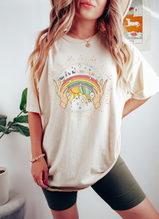 Give It To The Universe, Celestial Gay Shirt, Mystical Lesbian Shirt, Rainbow Color Pride Shirt