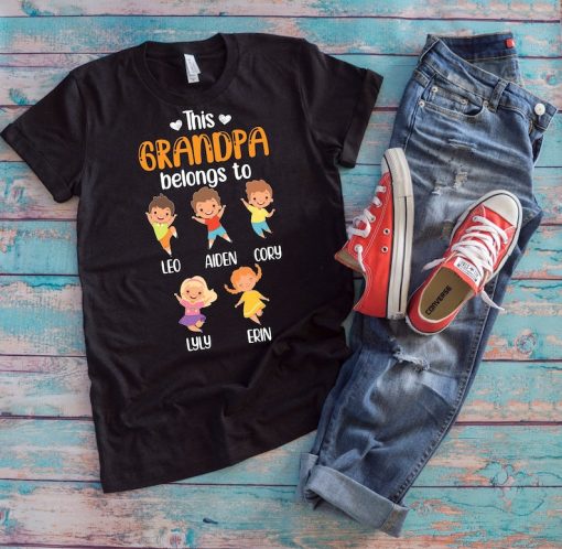 Grandfather Shirt | This Grandpa Belongs To | Funny Family Love Father's Day Gift