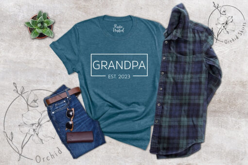 Grandpa 2023 Est T-shirt, Baby Announcement Shirt, Gift Tee For Grandpa, Funny Apparel For Grandpa