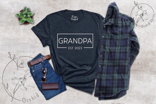 Grandpa 2023 Est T-shirt, Baby Announcement Shirt, Gift Tee For Grandpa, Funny Apparel For Grandpa