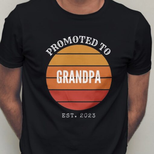 Promoted to grandpa est 2023 tshirt, retrovintageshirt, father's day gift,new grandfather shirt