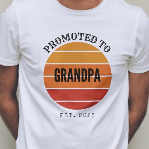 Promoted to grandpa est 2023 tshirt, retrovintageshirt, father's day gift,new grandfather shirt