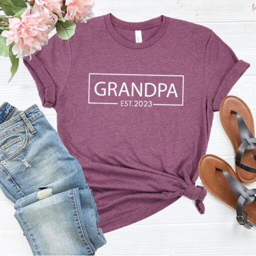 Grandpa Est 2023 Tee shirt, Funny Baby Announcement Shirt for Grandpa,Papa Est 2023 T-shirts