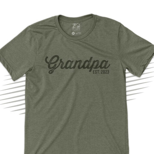 Grandpa shirt, grandpa established any year custom t-shirt, great for a pregnancy announcement or Father's Day gift