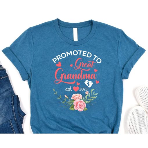 Promoted To Grandma Est 2023 Women Floral First Time Grandma, Best Grandpa Ever, First Time Grandpa Tee, Baby Reveal Grandma Est 2023