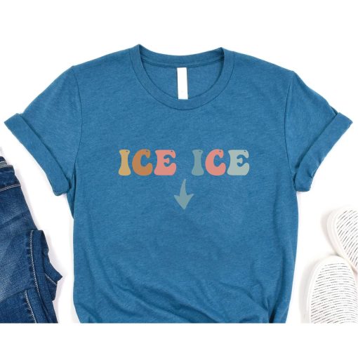 Pregnancy Announcement Shirt for Women, Funny Ice Ice Baby TShirt for Baby Shower, Funny Gift for Expecting Mom Shirt for Baby Announcement