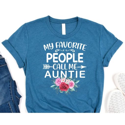 My Favorite People Call Me Auntie Funny Floral Mother's Day T-Shirt