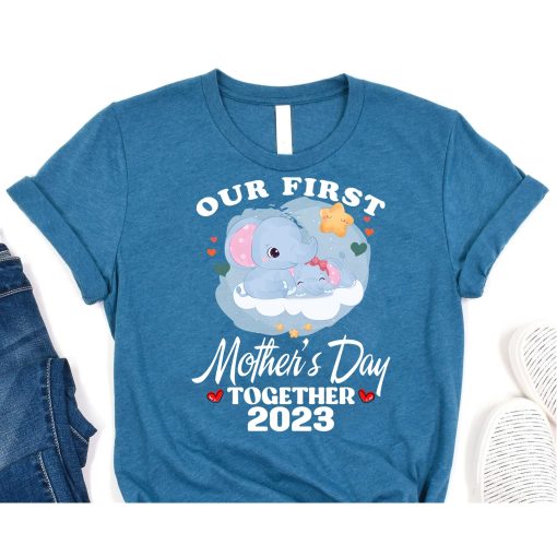 Funny Our First Mother's Day Together Elephant Family Matching T-Shirt